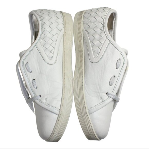 Bottega Veneta Intrecciato White Leather Low Profile Sneaker, Size 36.5 (US 6.5) - Picture 7 of 13